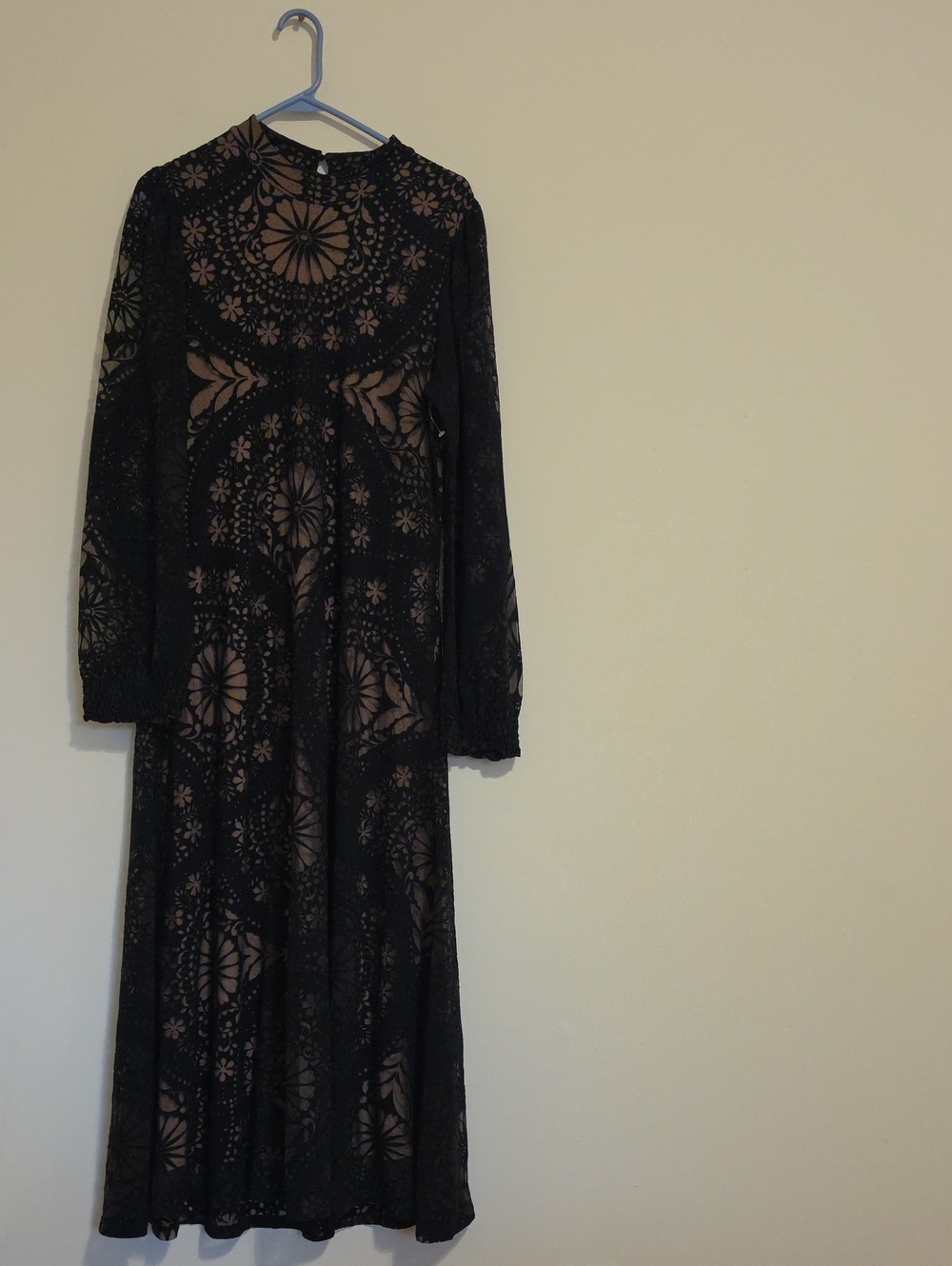 FARM Rio Black Lace Maxi Dress with Nude Lining